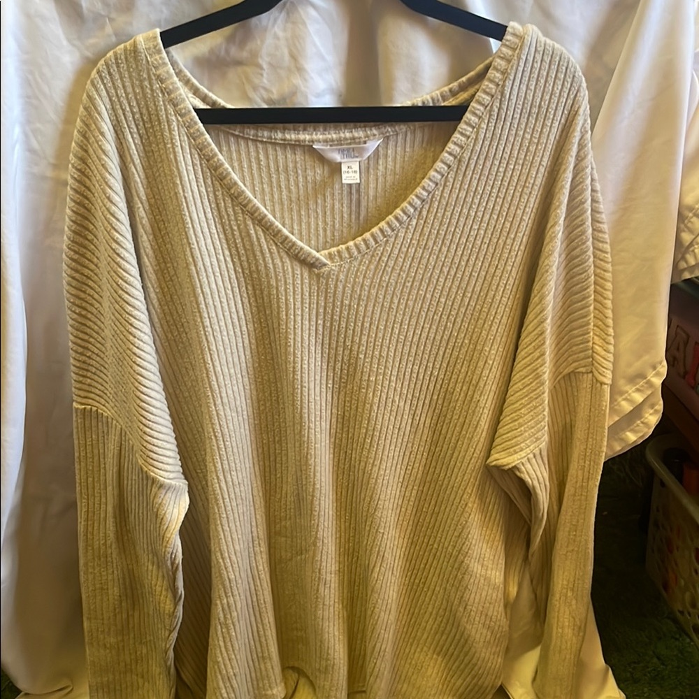 Time and Tru Cream Long Sleeve Top